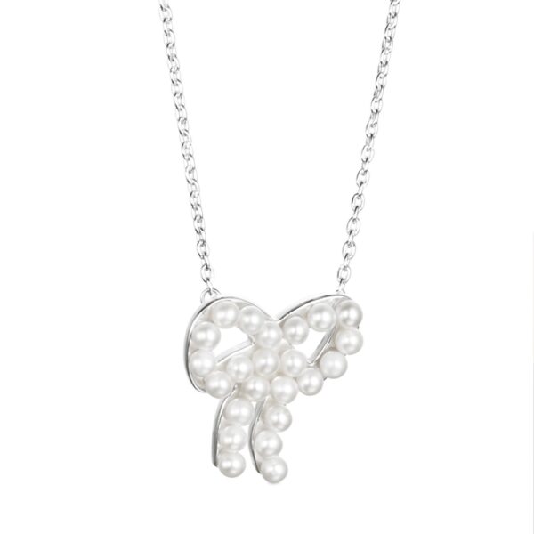 Mini Pearls Bow Necklace.